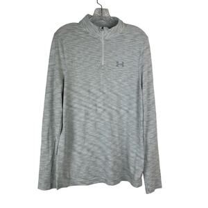 Under Armour Mens Heatgear 1/4 Zip Top Size L Fitted Gray Long Sleeve Baselayer